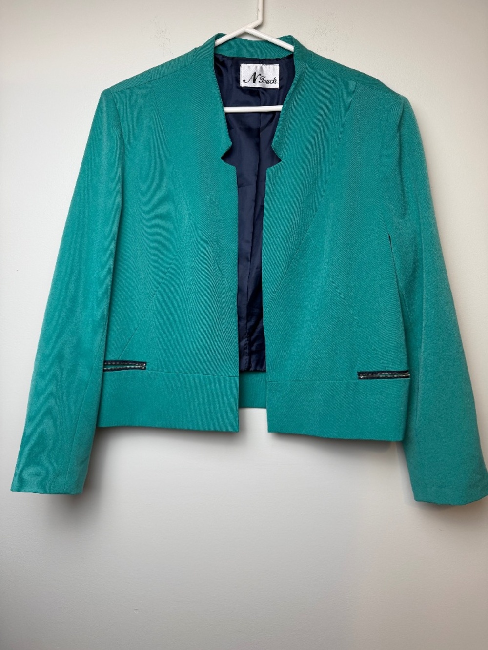 N Touch Teal Open Front BlazerJacket Cropped size 4 Women